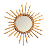 Miroir soleil en rotin