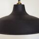 French Vintage 1950s Industrial Light In Black Metal White Enamal & Brass