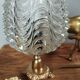 Golden metal foot lamp, twisted glass, vintage