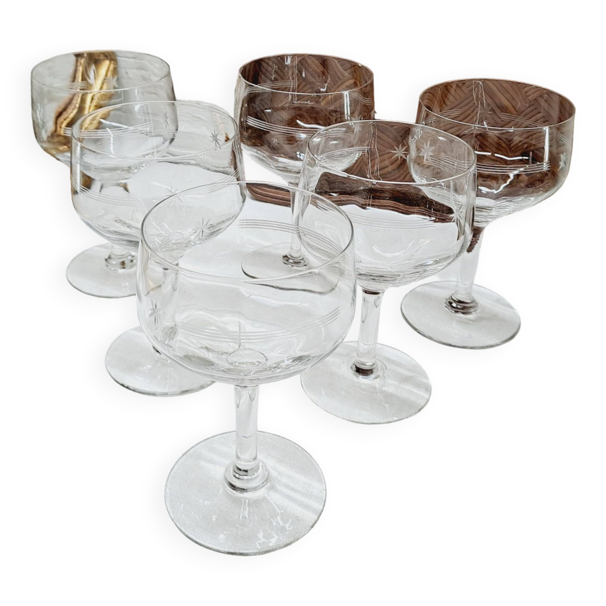 Set of 6 star water glasses