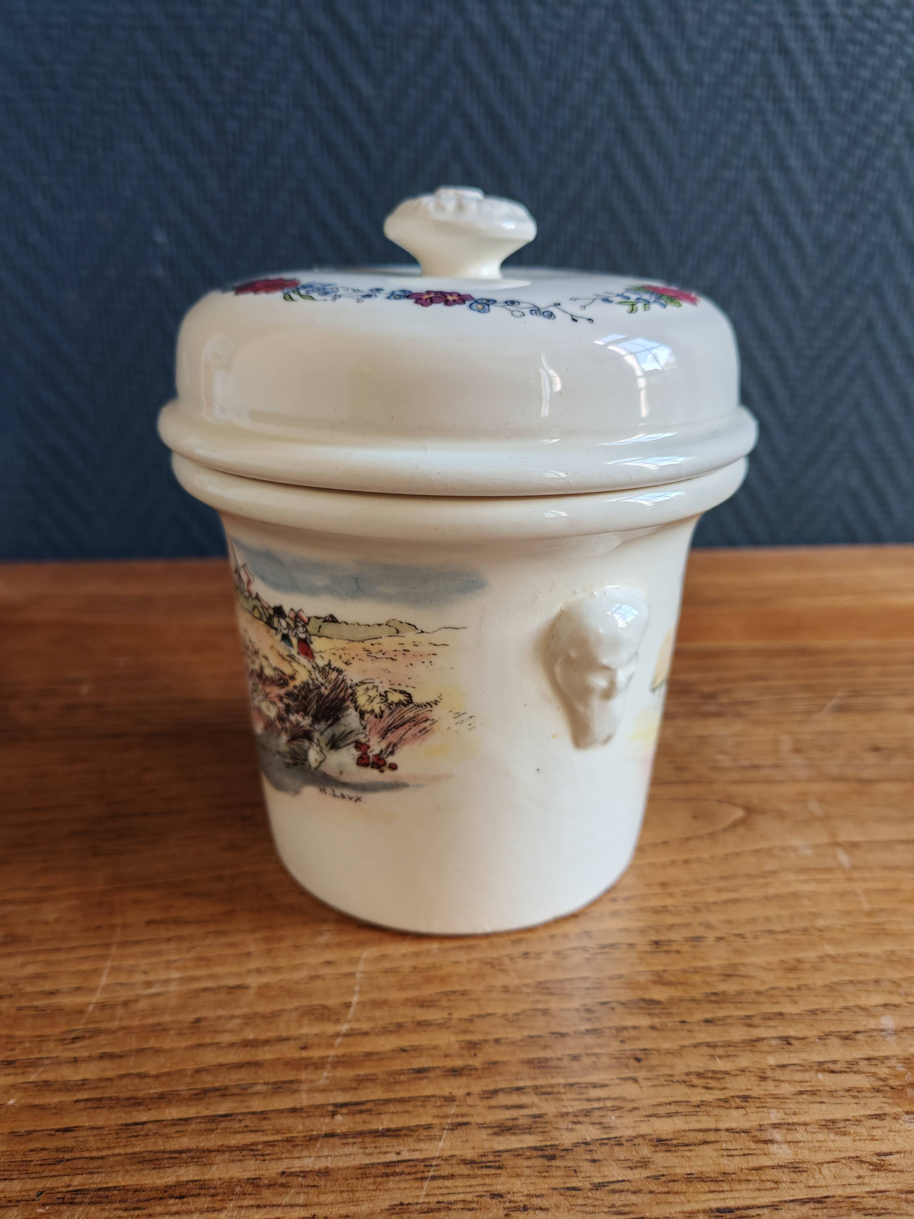 Old-Fashioned Foie Gras Terrine SARREGUEMINES Simplex - Decorated with Alsatian Scenes