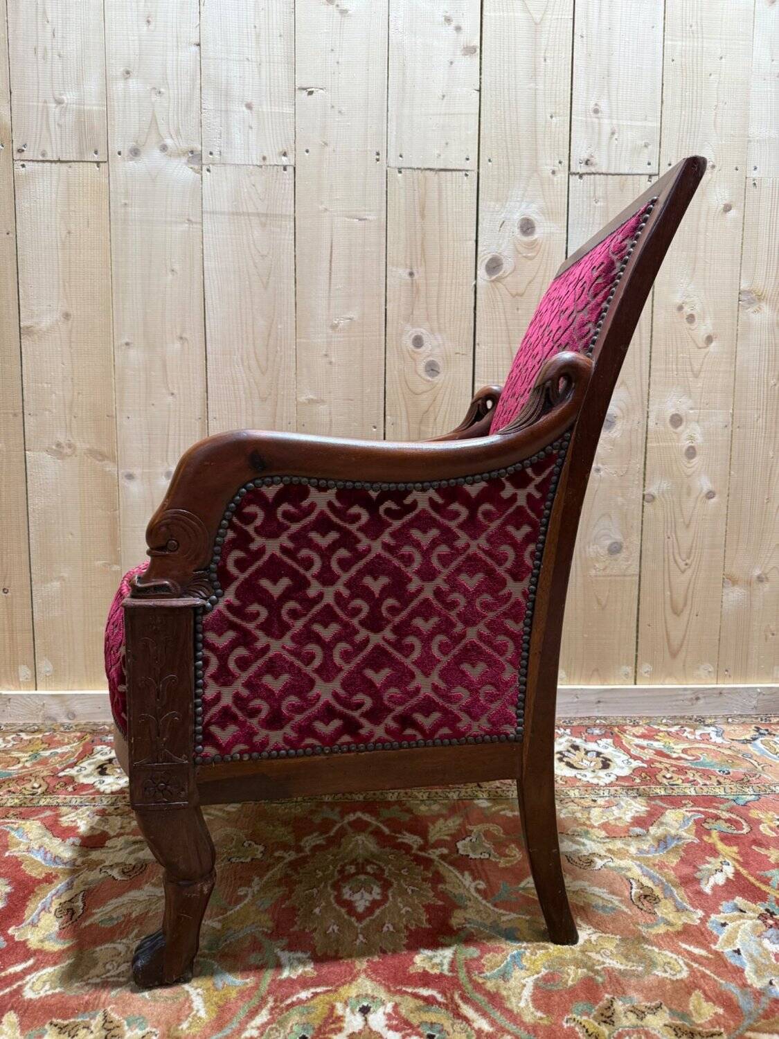 Fauteuil - Bergère époque Empire en acajou