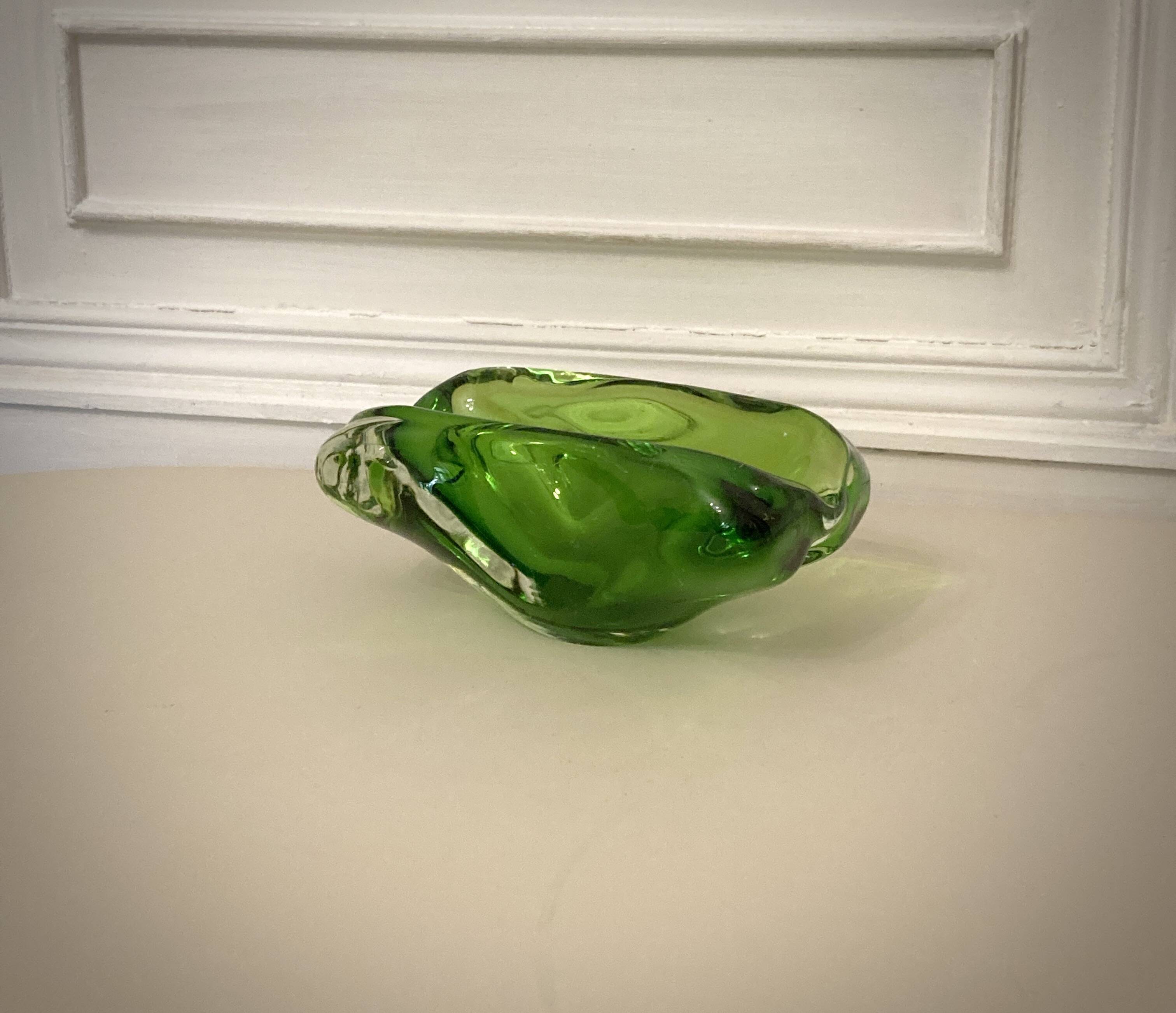 Murano iridescent green pocket tray