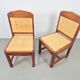 Dutch Art Deco Haagse School Oak and Rattan Webbing Chairs, 1930s, Set of 2