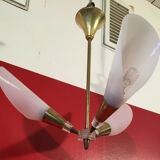 Vintage light 3 fires plastic cones gold metal