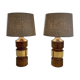 Pair of Bergboms Bitossi brass table lamps, large mid-century, 1960s, Sweden.