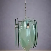 Nilo Veca for Fontana Arte: Vintage design pendant light in smoked green glass.