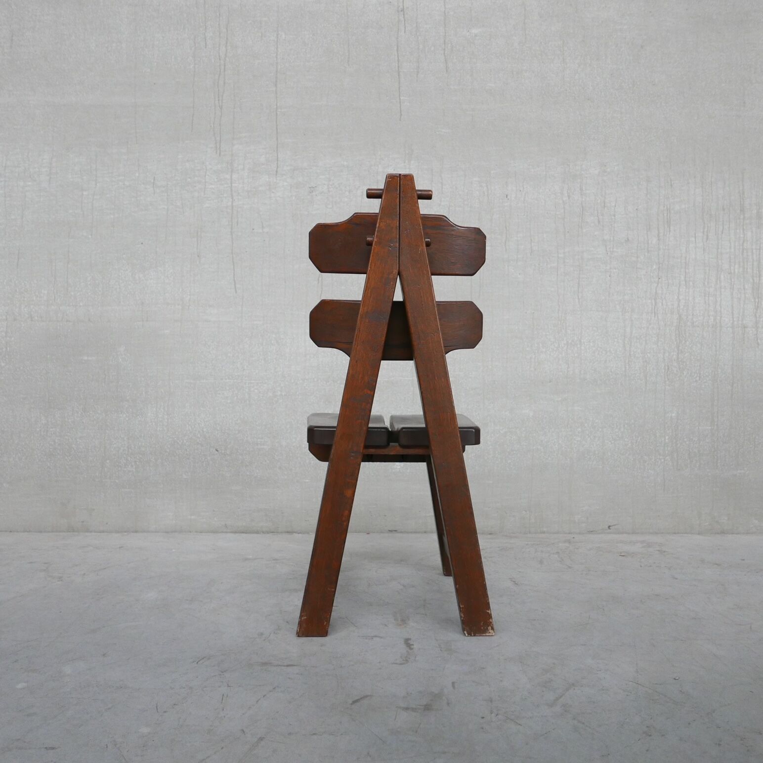 6 brutalist spanish oak dining chairs