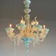 Lustre Vénitien En Verre De Murano Deux Tonalités De Bleus, Vers 1940, 8 Bras De Lumière