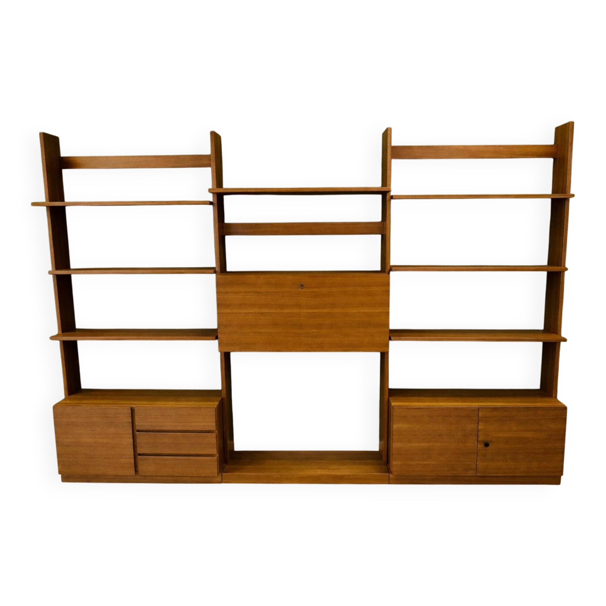 1960s Teak Composable Wall Shelf Library