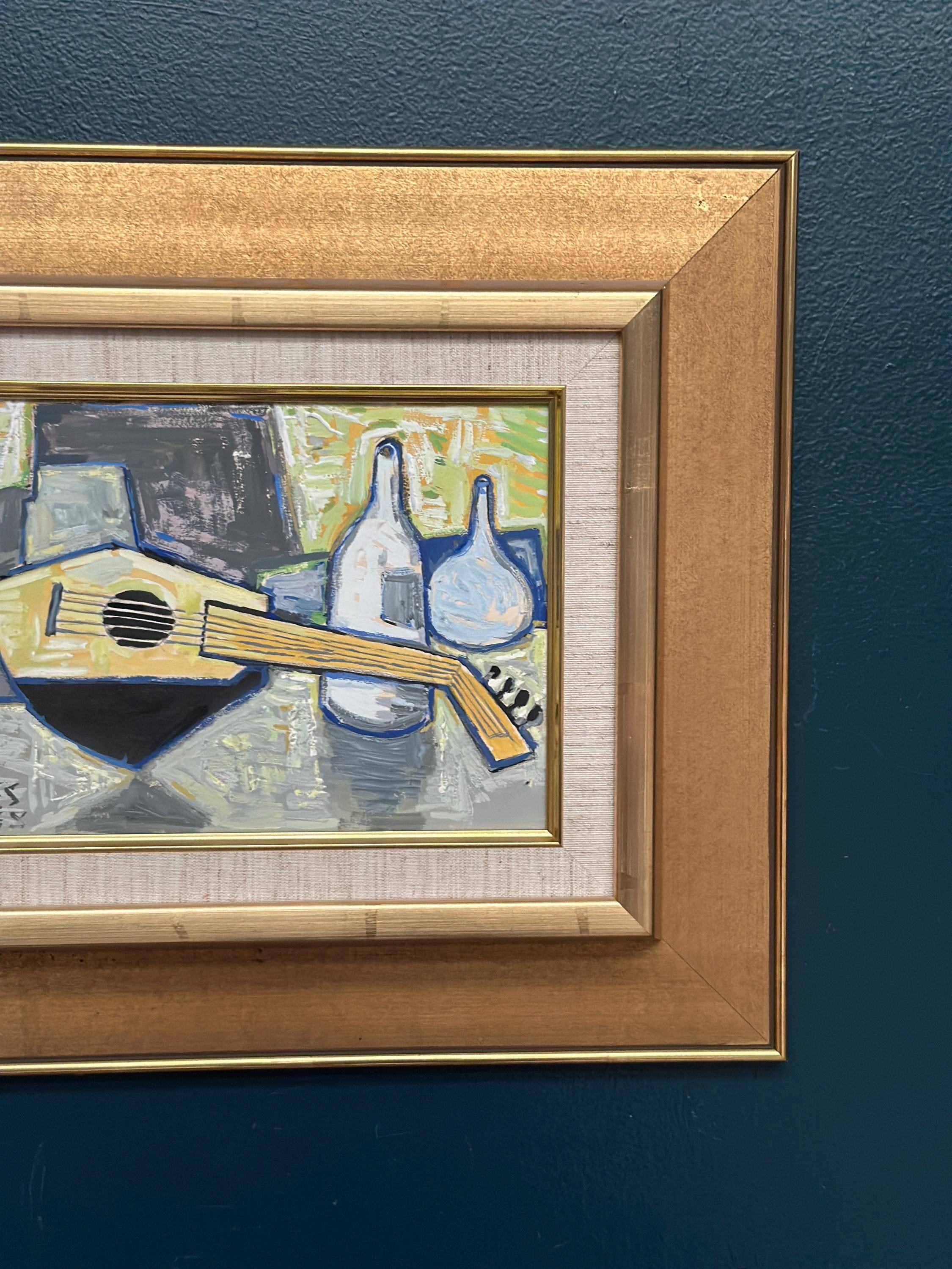 Original Swedish Oil on Panel – “Still Life with Lute” by Arnold Eres