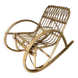 Vintage Rattan Rocking Chair for Children - 1960s