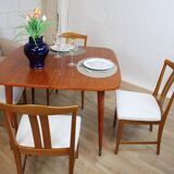 Vintage square teak table rounded corners brass-covered legs 1950 DK
