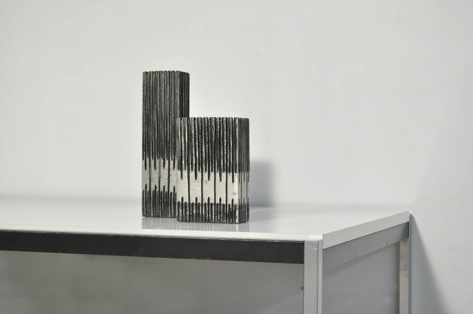 Cast aluminum brutalist vases designed by artist Willy Ceysens, Belgium 1960s