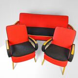 Vintage Rockabilly living room set, sofa bed and armchairs.