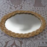Small oval wicker mirror