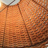 Grand lampadaire tripode rotin et bambou