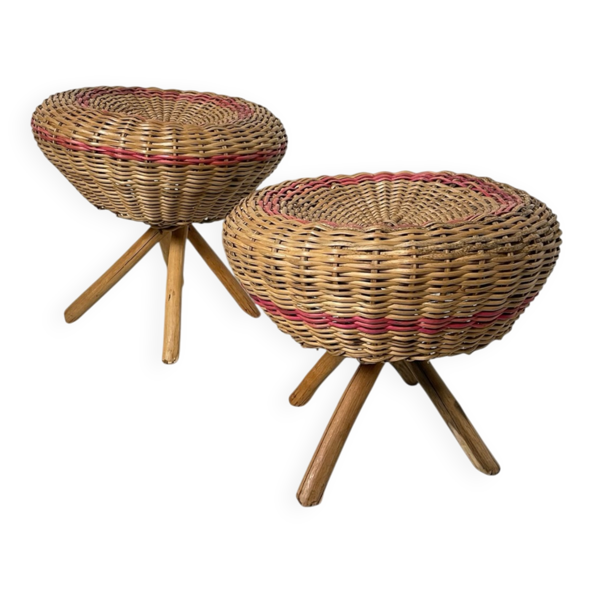 Pair of rattan stools 1960