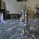 Empire-style silver metal teapot.