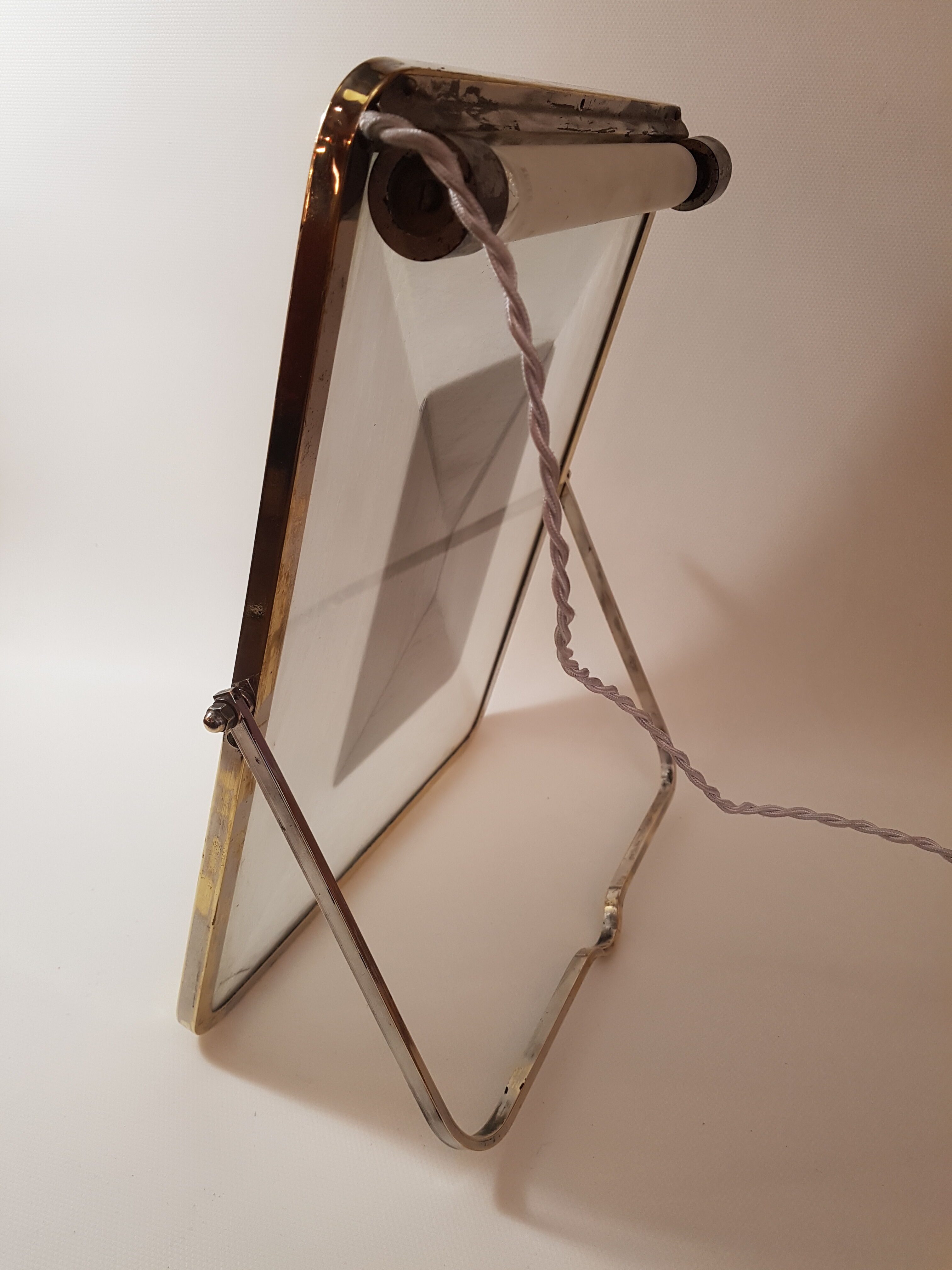Bright mirror, frame gold and chrome, brass 30 years - 30x36cm