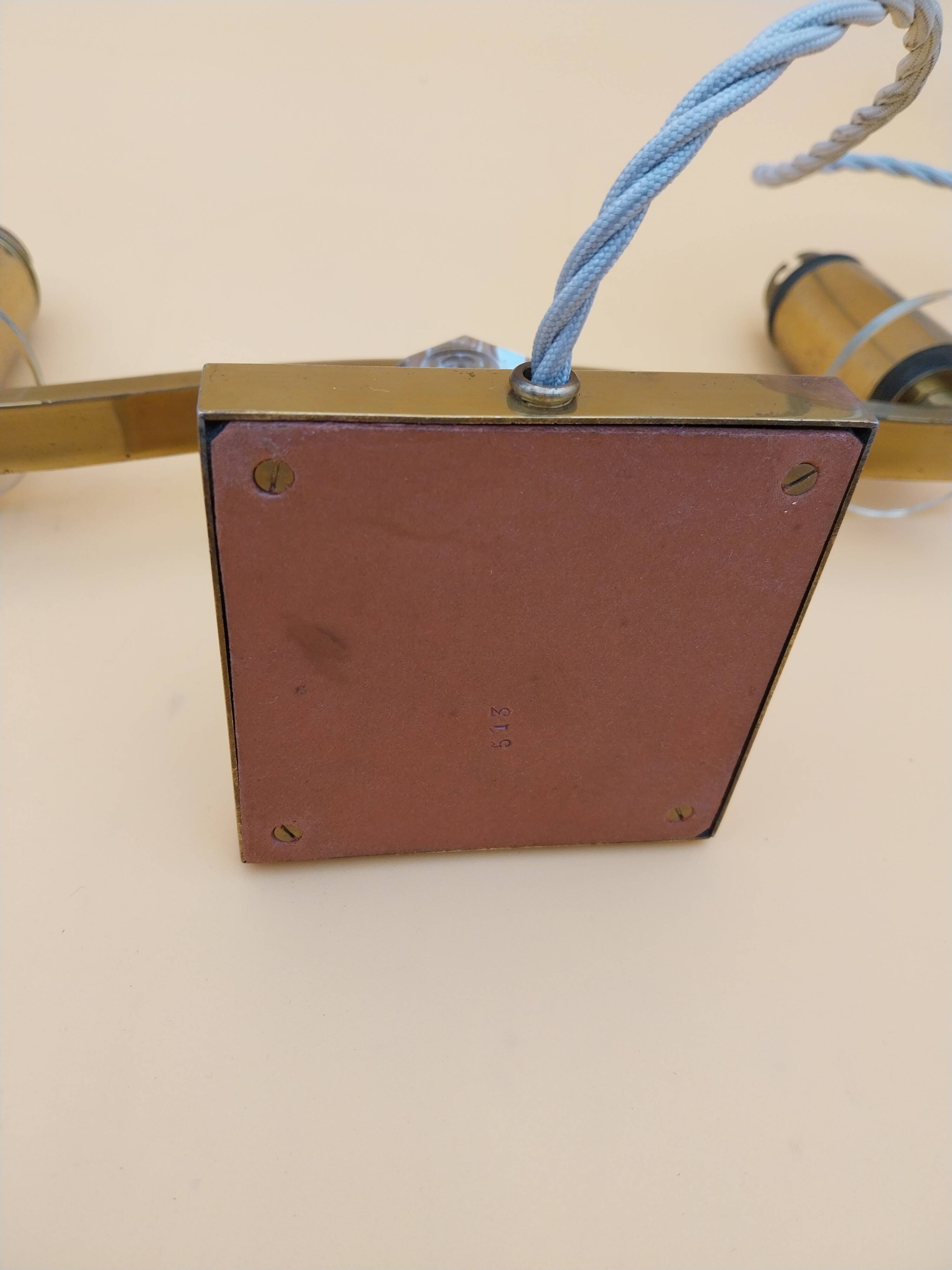 Art Deco lamp pair in brass and glass