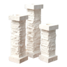 Set of 3 travertine column candlesticks Marble Art Marta, 70s