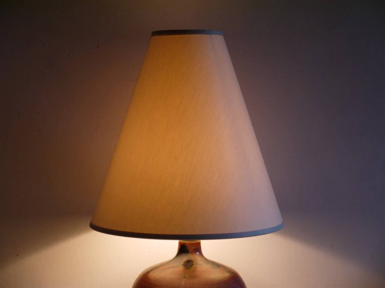 Vintage turned stoneware lamp