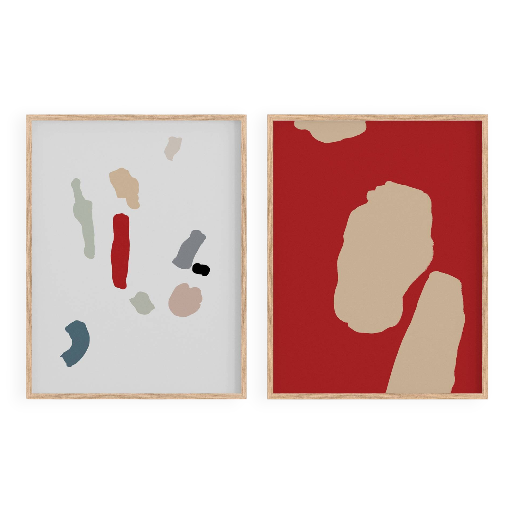 Pair of giclee prints, abstract wall art set of two, A3