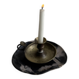 Antique blackened gold hand candlestick H8 D13.5