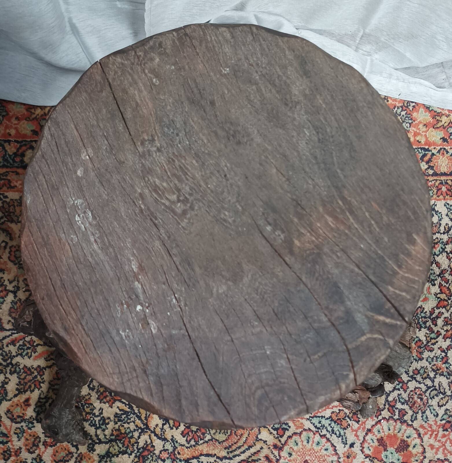 Brutalist bar stool made of vine wood