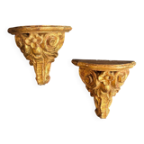 Pair of gilded wooden console tables