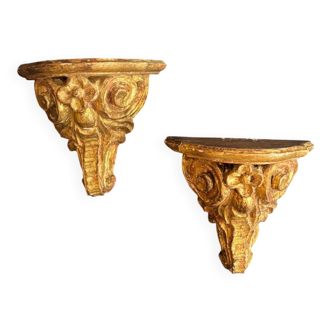 Pair of gilded wooden console tables