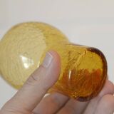 Vintage Amber Crackle Glass Shot Glass Set Mid Century Modern Barware