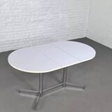 1950s oval extendable dining table in chrome and formica