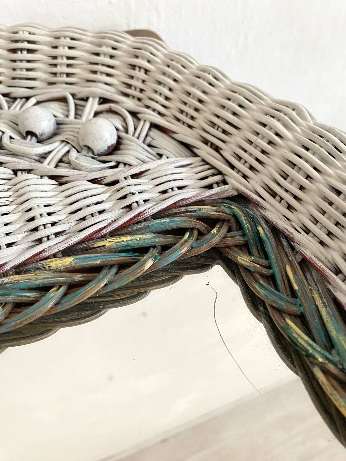 Vintage woven rattan mirror