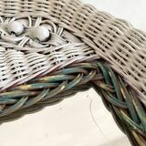 Vintage woven rattan mirror