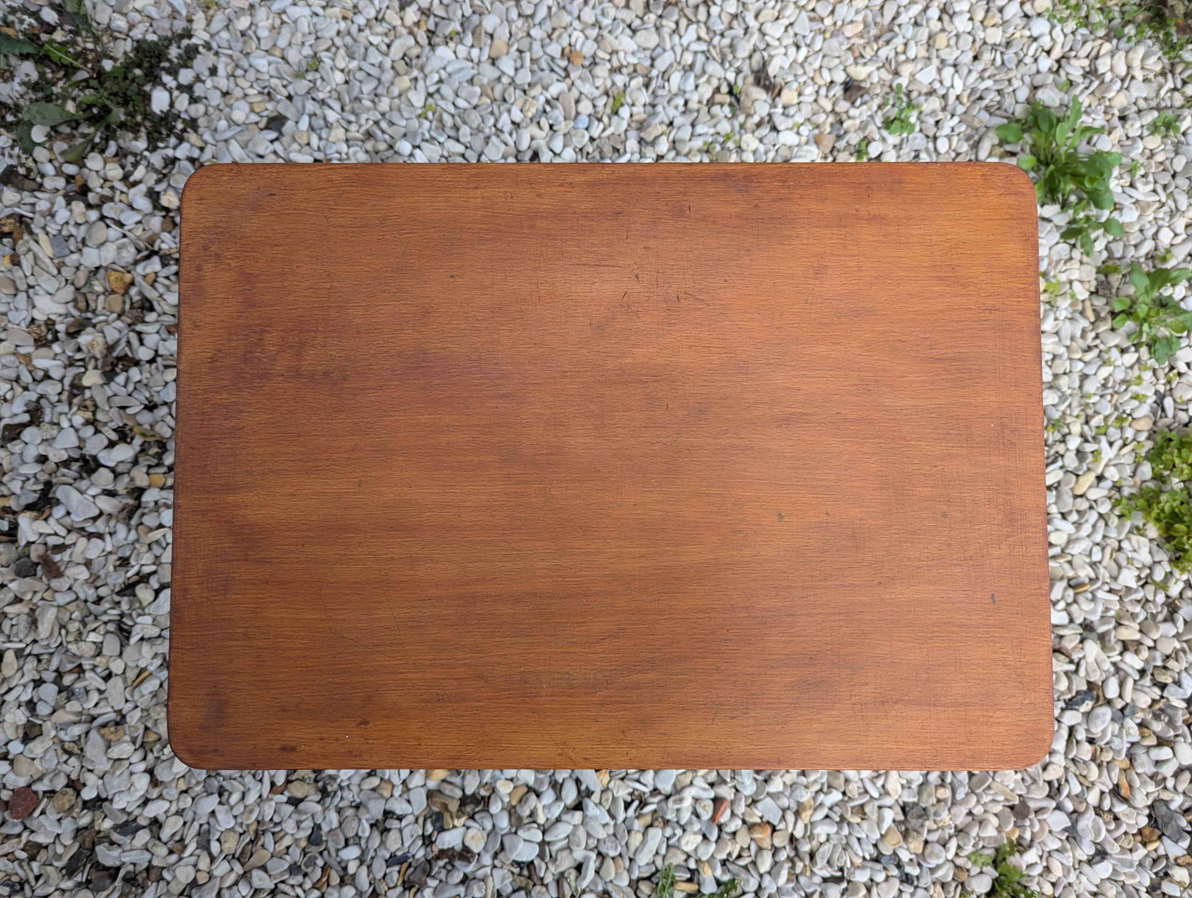 Vintage side table with compass legs – Scandinavian style – 60 × 42 × 51 cm