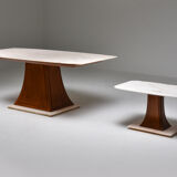 Italian Art Deco Dining Table with Marble Top Japan Inspired - 1940's