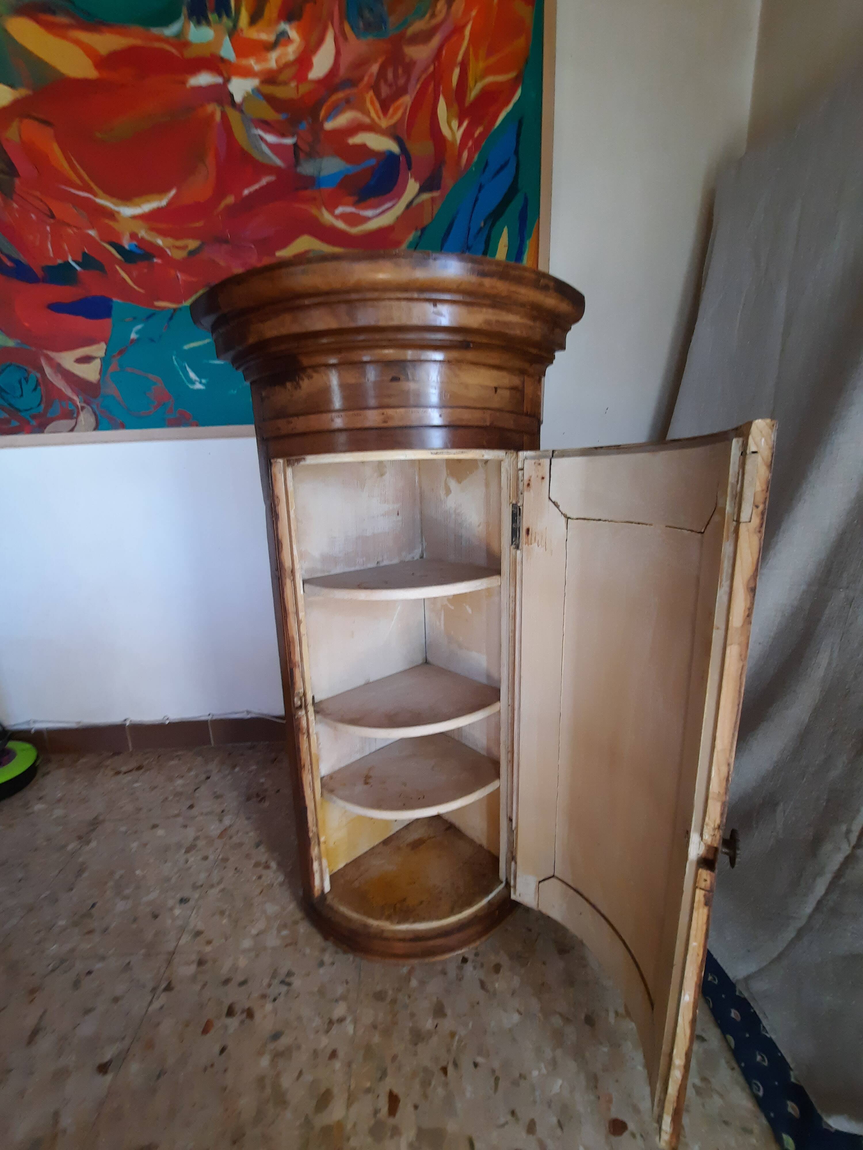 Antique curved corner cabinet