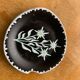 Two plates, decorative dishes edelweiss patterns in glazed ceramic signed SF vintage