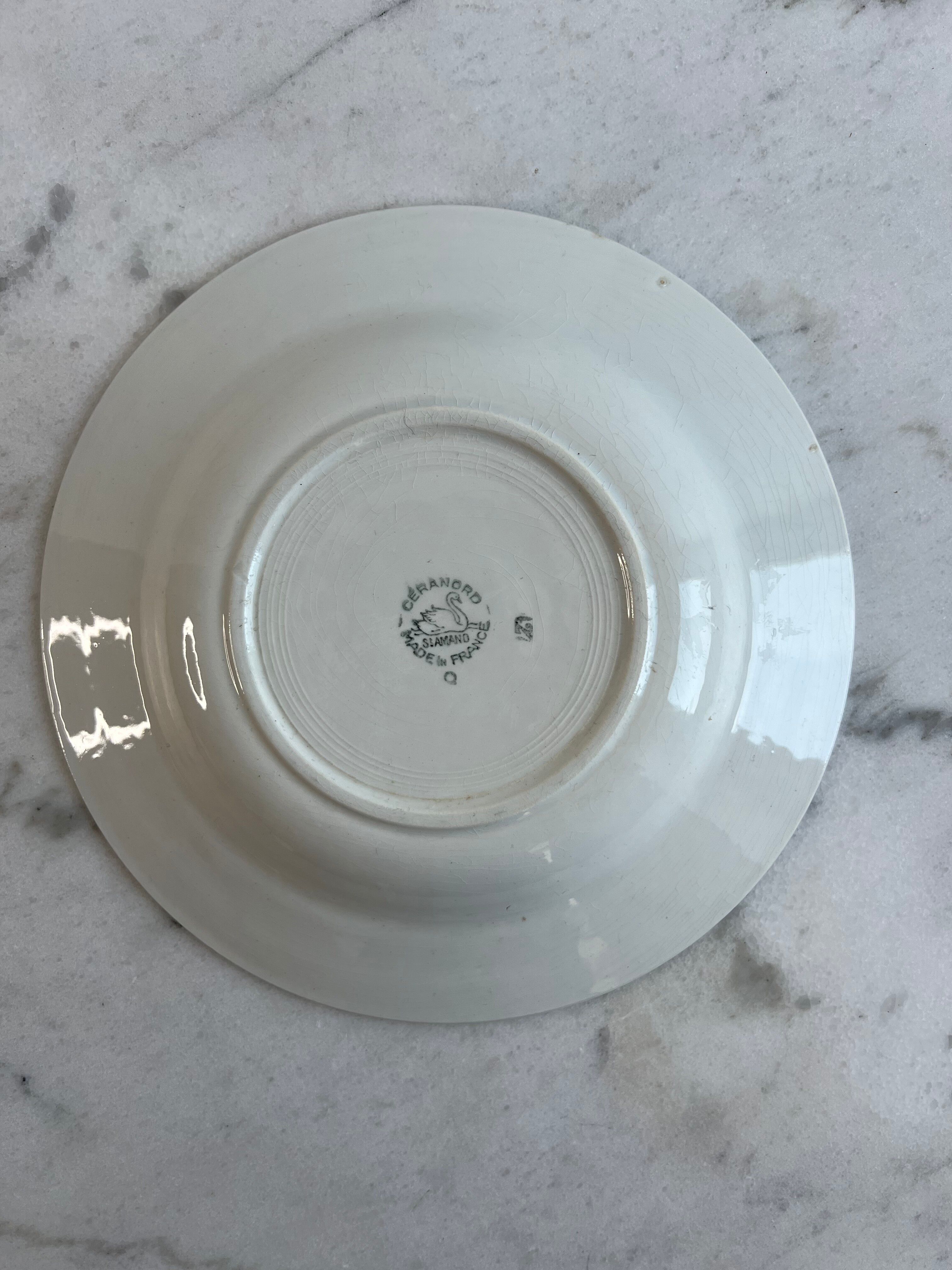 Set of 6 antique deep plates — Céranord pottery, model