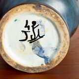 Vallauris, Modernist Vase, blue glazed ceramic, Jean de Lespinasse.
