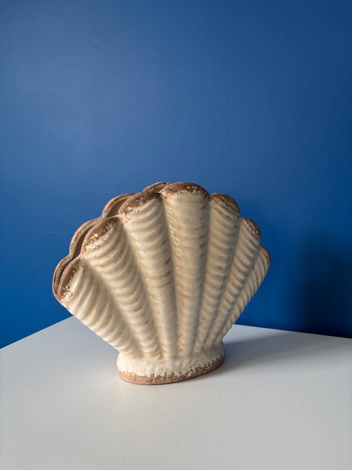 Vintage earthenware shell vase, Denmark