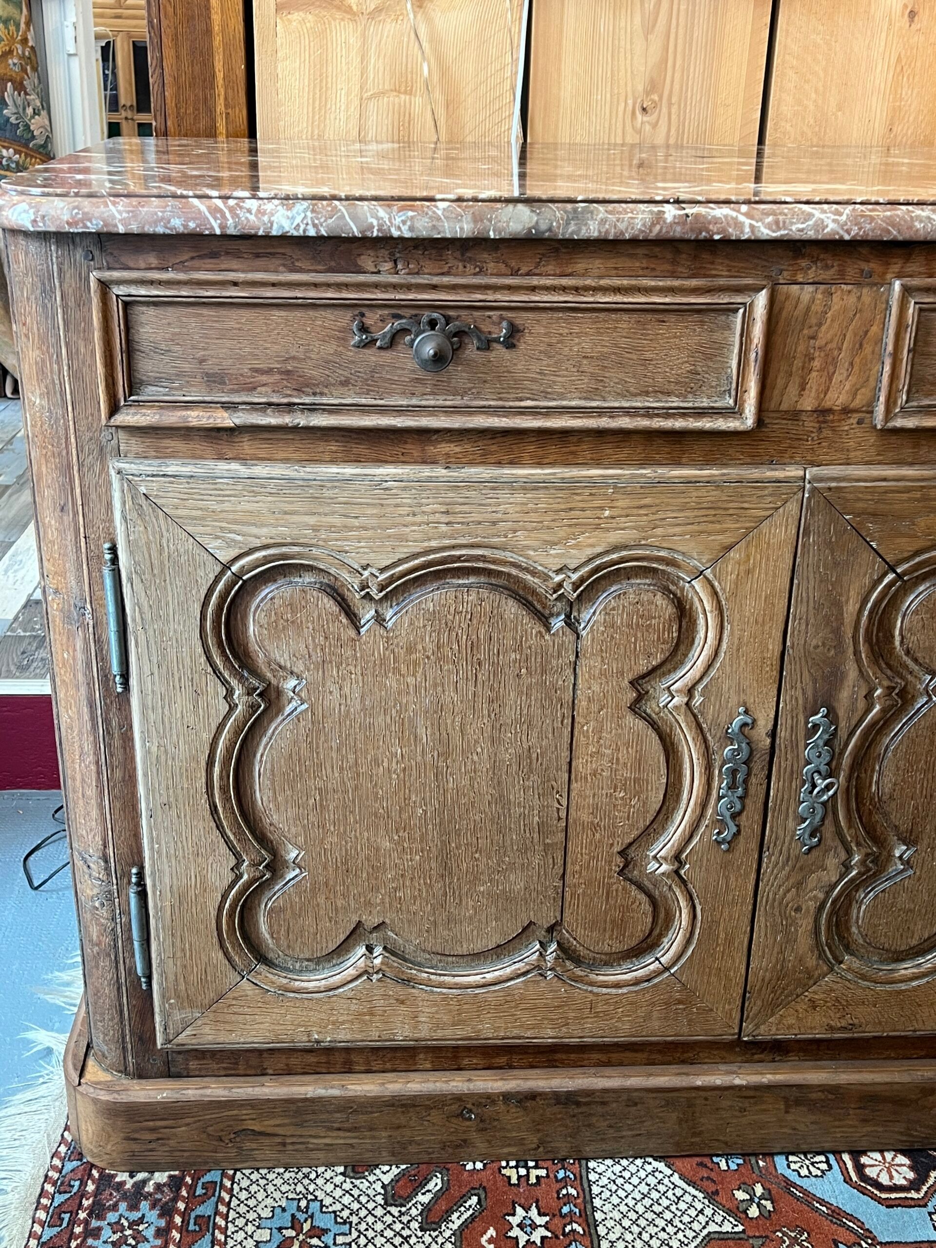 Bressan style hunting sideboard, marble top, 19th century