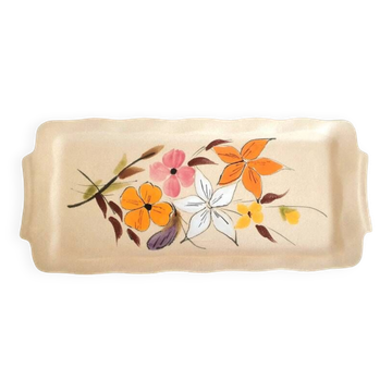 Long flowered stoneware dish from the 70s