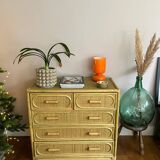 Charming rattan and bamboo chest of drawers.