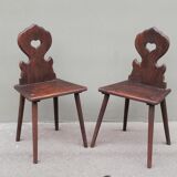 Pair of antique solid oak chairs