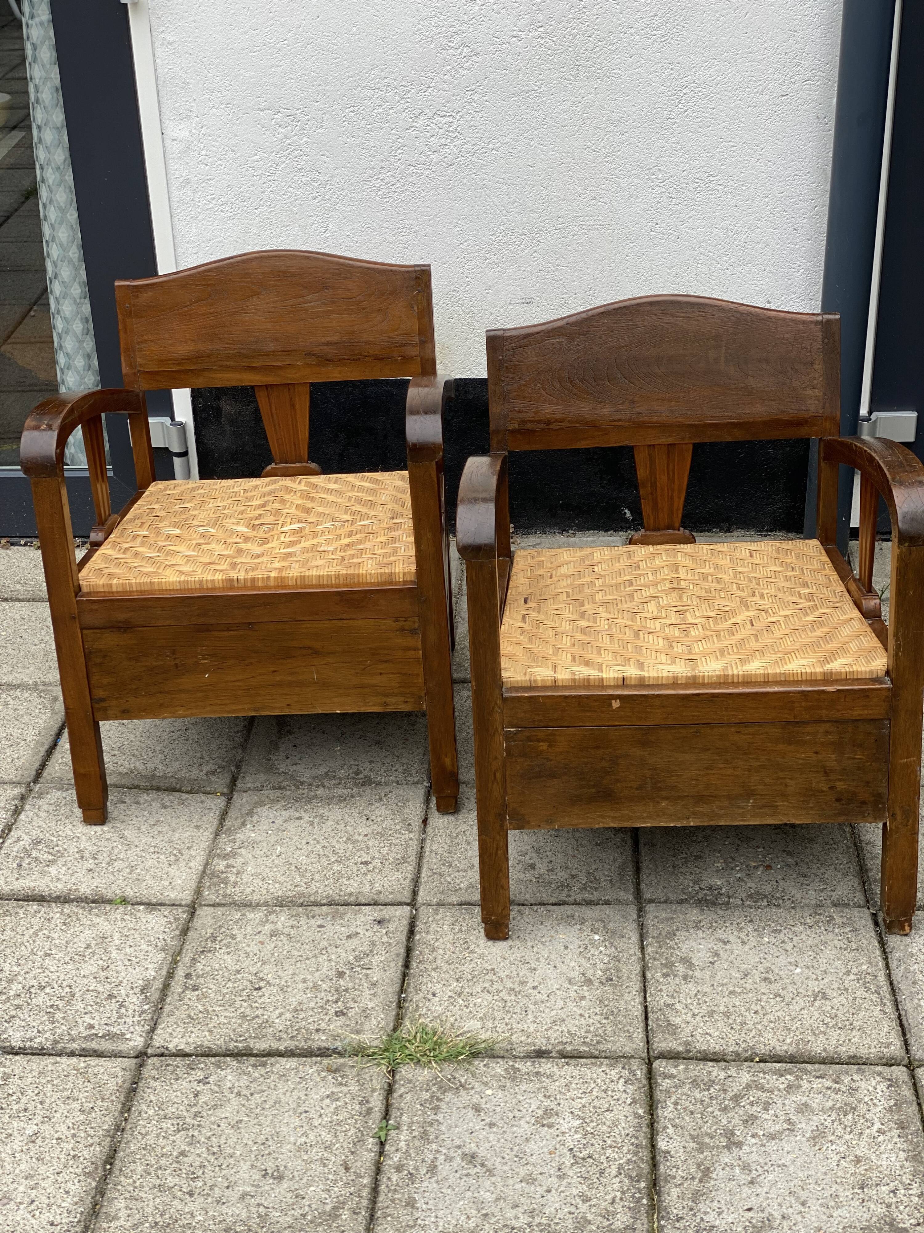 Oak Bamboo Seat Colonial Chairs