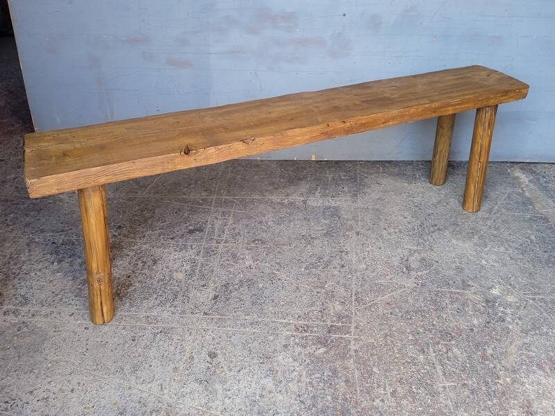 Bench 144 cm old patinated solid wood