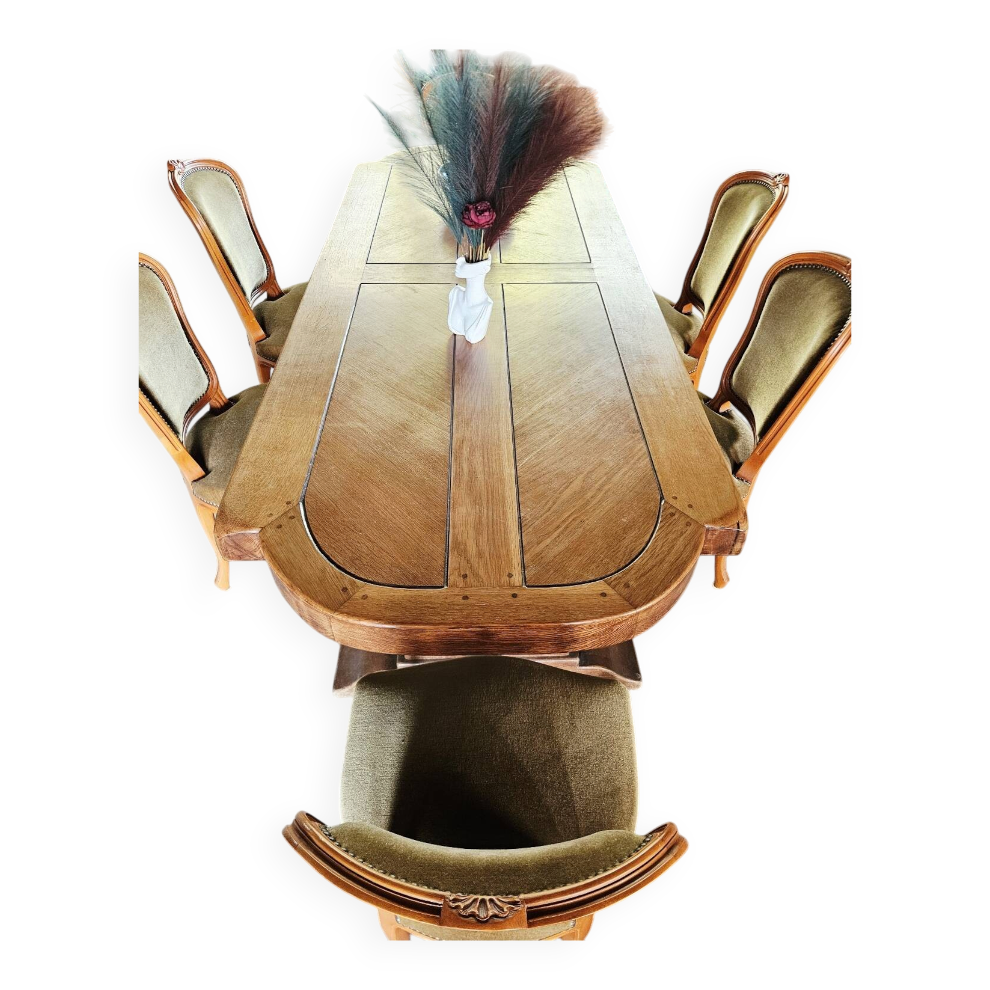 Large antique monastery table in solid oak – exceptional tabletop